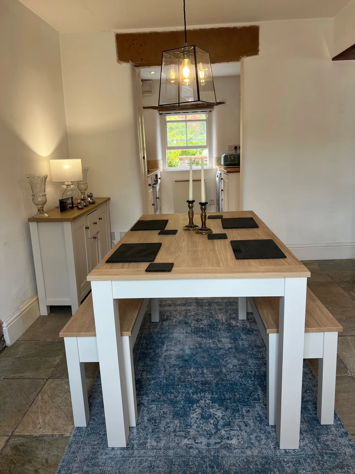Dining room with table for guests